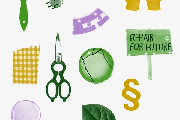 Grafik mit verschiedenen Werkzeugen und dem Appell: Repair for Future